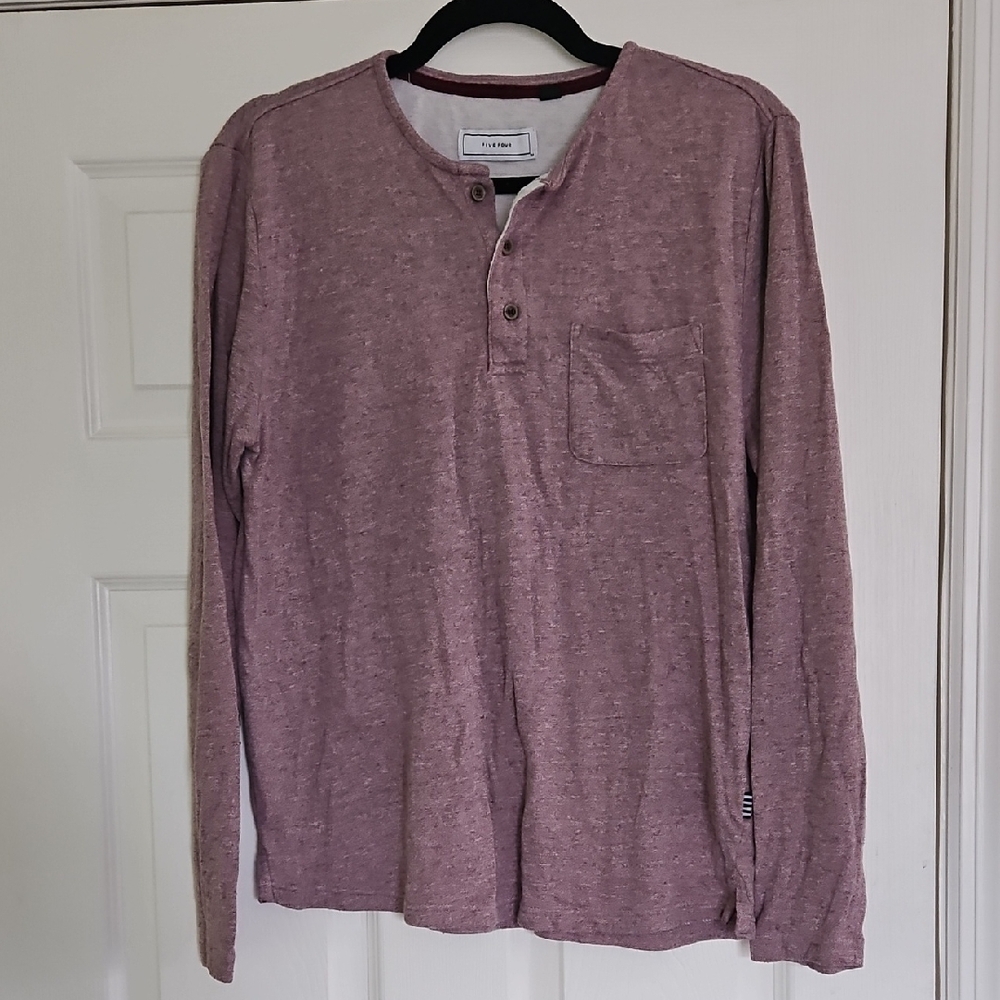 Five Four Men's Long Sleeve Henley in Heathered Mauve